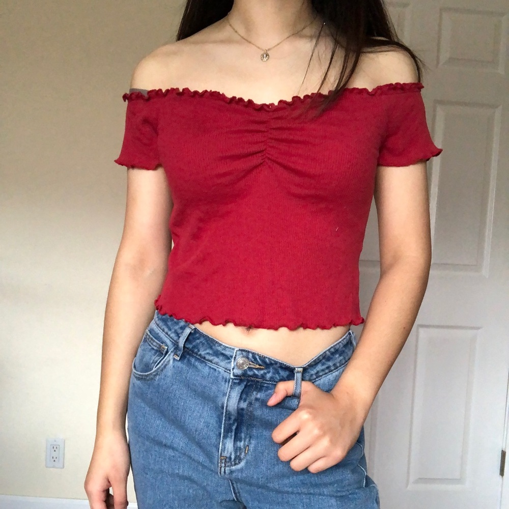 Pacsun (Me to We) Red Off the shoulder Crop Top